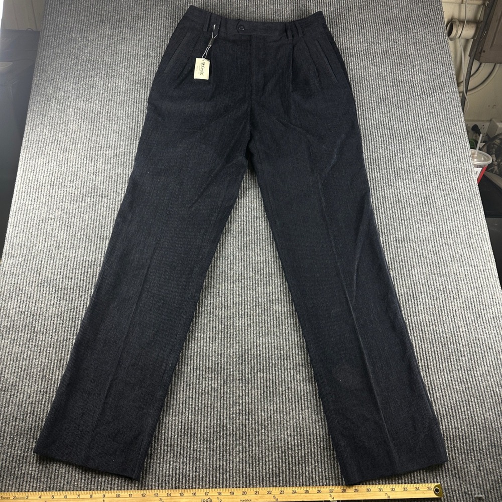 St. Croix Mens 35R Deep Navy Blue Wool Blend Pleated Dress Pants Trousers Italy